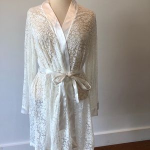 Beautiful white lace and satin robe